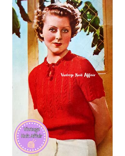 1930s Ladies Cable Stitch Jumper Vintage Knit Affair