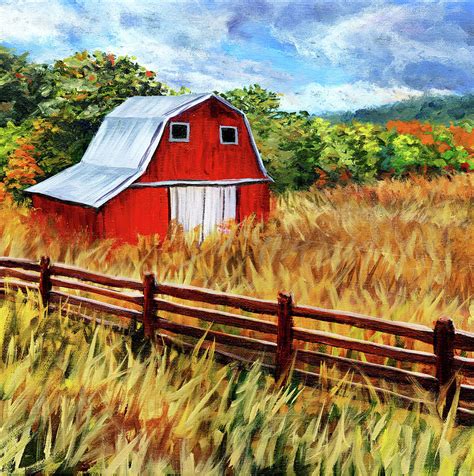Autumn Barn Painting By Steph Moraca Pixels