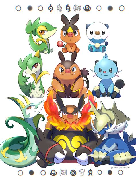 Oshawott Snivy Tepig Serperior Unown And 5 More Pokemon Drawn By