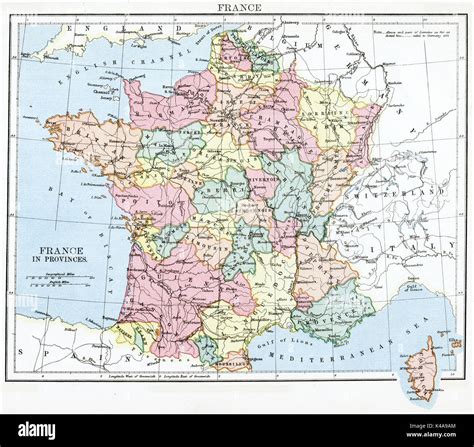 Antique Map Circa 1875 Of France Stock Photo Alamy