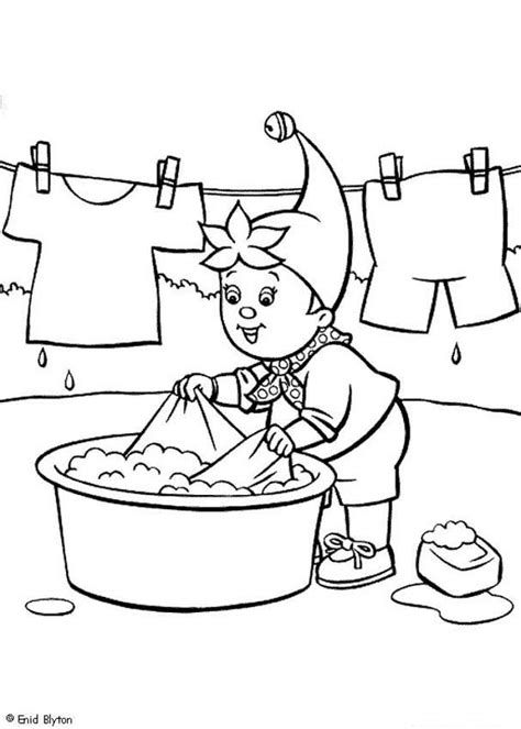Your subscription could not be saved. Noddy hand washing his clothes coloring pages - Hellokids.com