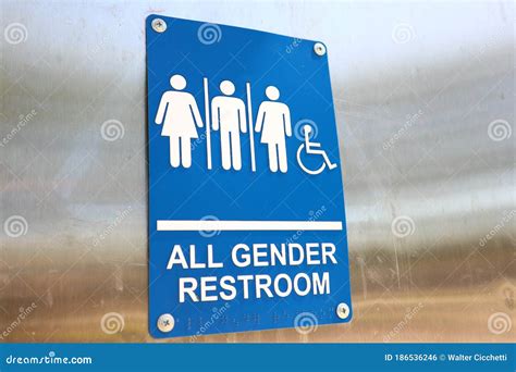 Los Angeles All Gender Restroom The Public Restroom Stock Photo