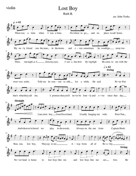 Lostboy Ruthb Soloviolin Sheet Music For Violin Solo