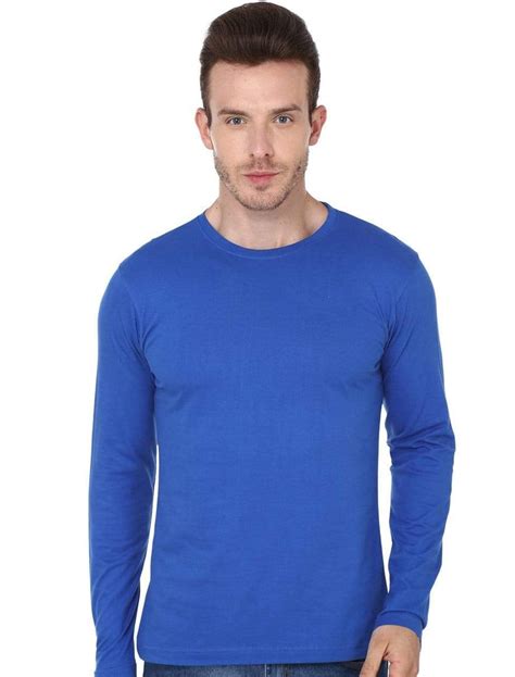 Royal Blue Round Neck Full Sleeve T Shirt For Men Wolfattire