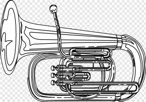 Sousaphone Tuba Instrument Black And White Hd Png Download 476x333