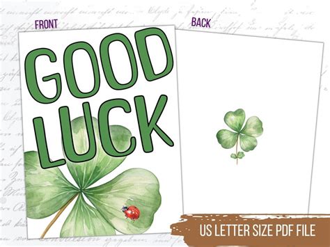 Printable Good Luck Card Good Luck Ts Lucky Charm Card Etsy