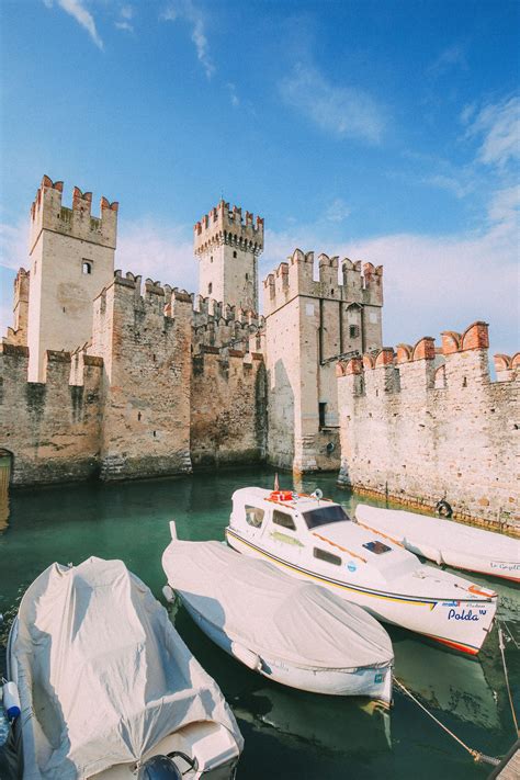 The Absolutely Beautiful Town Of Sirmione In Lake Garda Italy Hand