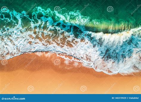 Aerial View Of Sea Waves And Sandy Beach Stock Image Image Of