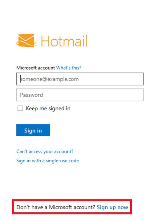 Hotmail Sign In Page Login At Your Account