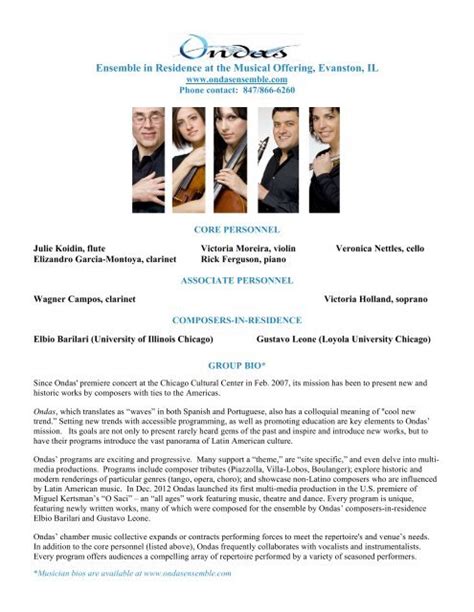 Sample Concert Program Ondas Ensemble