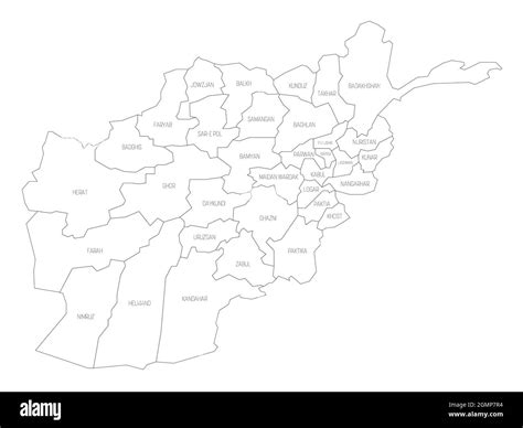 Black Outline Political Map Of Afghanistan Administrative Divisions
