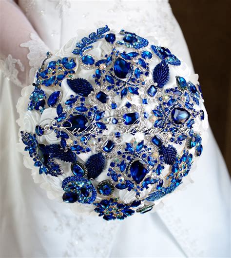 Royal Blue Wedding Brooch Bouquet Royal Blue By Rubybloomscom