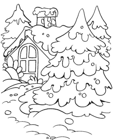 Desene cu Peisaje de Iarna de colorat imagini și planșe de colorat cu Peisaje de Iarna