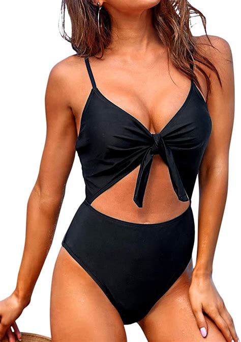 Tempt Me Cutout One Piece Swimsuit For Women High Cut V Neck Tie Knot