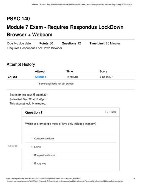 PSYC 140 Module 7 Exam - Browsegrades