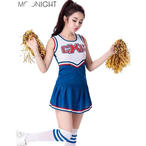 moonight sexy high school cheerleader costume cheer girls uniform party outfit tops with skirt