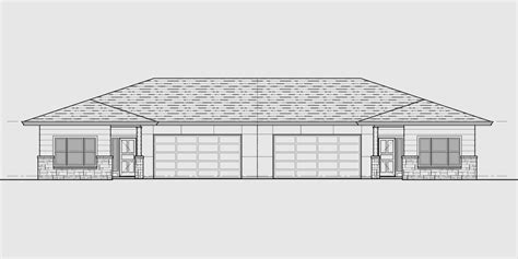 One Story Duplex House Plan With Two Car Garage By Bruinier