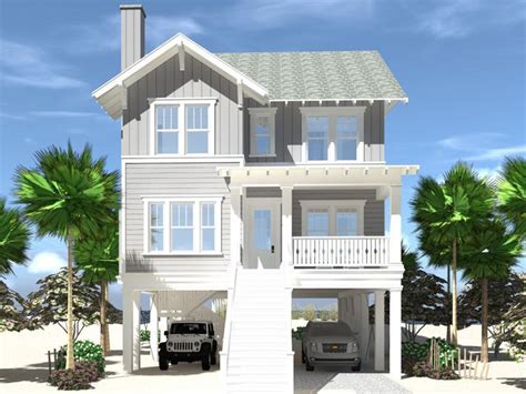 052h 0132 Coastal Narrow Lot House Plan 4 Bedrooms 35 Baths Beach