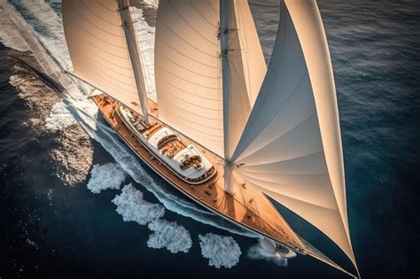 Premium Ai Image Aerial View Of Luxury Yacht In Full Sail On The Open