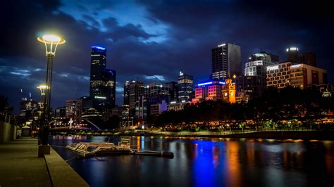 Desktop Wallpapers Melbourne Australia Night Rivers Street 3840x2160