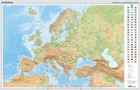 Evropa Stenski Zemljevid šolska Karta 15m 158x108 Cm Kartografijasi