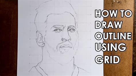 How To Draw Outline Grid Method Messi Drawing Youtube