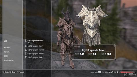 Light Dragonplate Armor For Tes V Skyrim