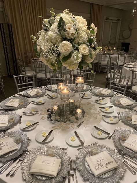 Pin On Elegant Wedding Reception Decor White And Silver