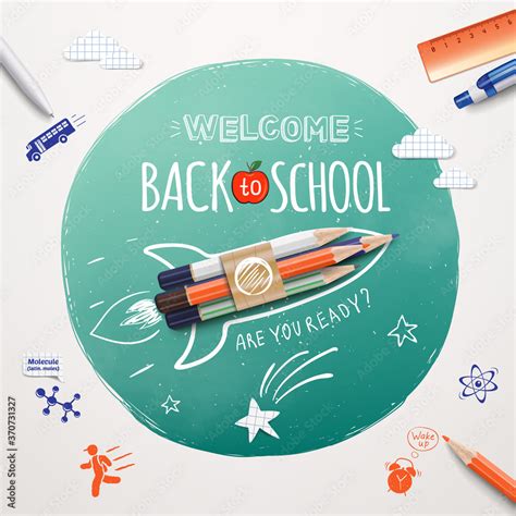 Welcome Back To School Rocket Ship Launch Made With Colour Pencils