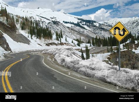 Switchback Road And Sign Stock Photo Alamy