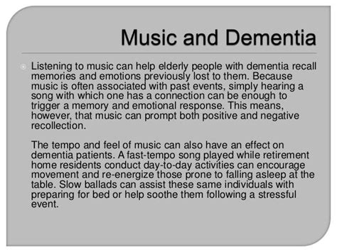 The Effect Of Music On Patients With Dementia