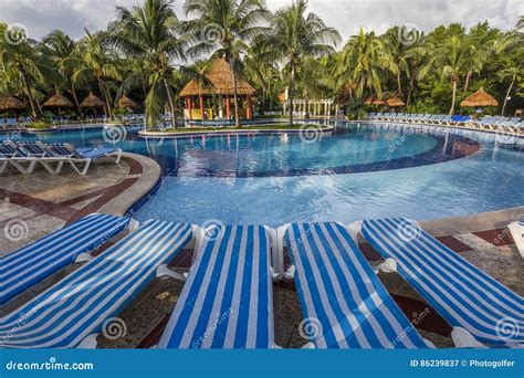 Swimming Pool In Luxury Resort Riviera Maya Mexico Stock Image