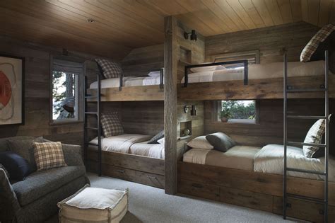 Jennifer Robin Interiors Rustic Lake Houses Cabin Bunk Beds Wood