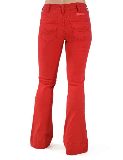 Cowgirl Tuff Womens Hot Trouser Red Cotton Blend Jeans The Western