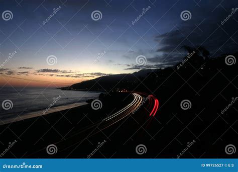 Pacific Coast Highway Sunset Stock Image Image Of California Golden