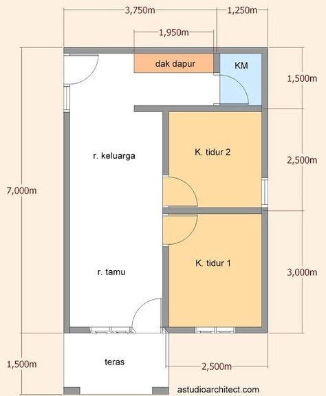 meter denah rumah minimalis  kamar ukuran   desain kamar dua