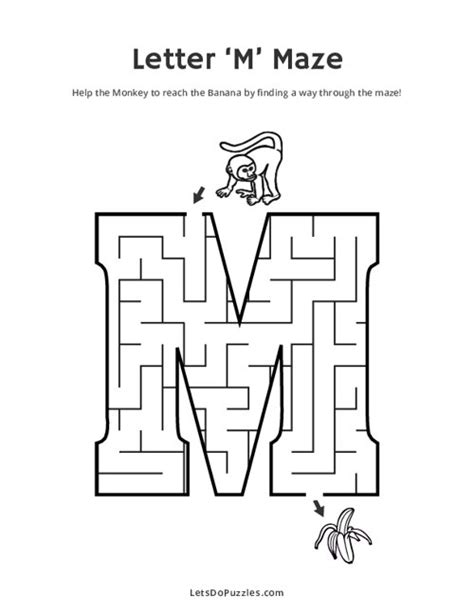 M Letter Maze Alphabet Mazes For Kids