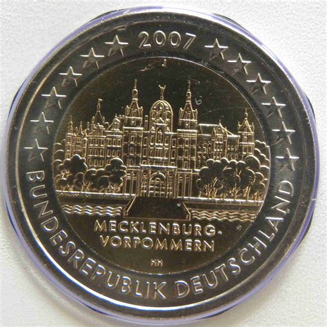 Germany 2 Euro Coin 2007 Mecklenburg Vorpommern Schwerin Castle J