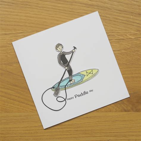 Handmade Stand Up Paddleboard Birthday Card Happy Paddle Etsy