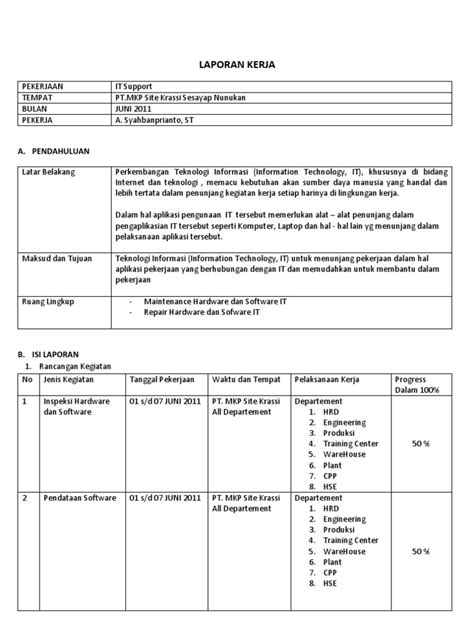Contoh Membuat Laporan Kerja Proyek Strategis Nasional Imagesee
