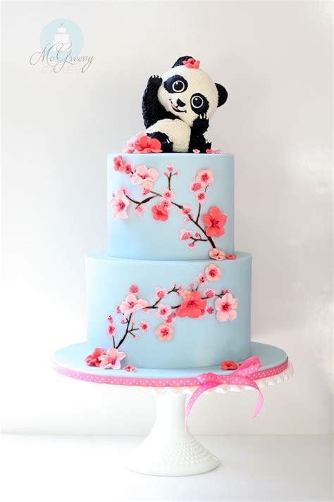 Making A Panda And Cherry Blossom Cake Picture Tutorial Cakeheads
