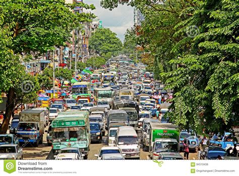 Traffic Jam In Yangon City Myanmar Editorial Stock Photo Image Of