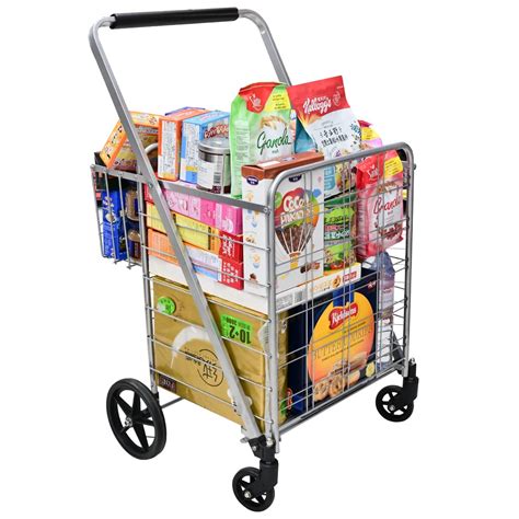 Supenice Jumbo Shopping Cart With Double Basket Grocery Cart Deluxe