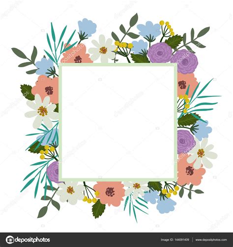 Floral Frame Flower Bouquet Vintage Cover Flourish Card With With