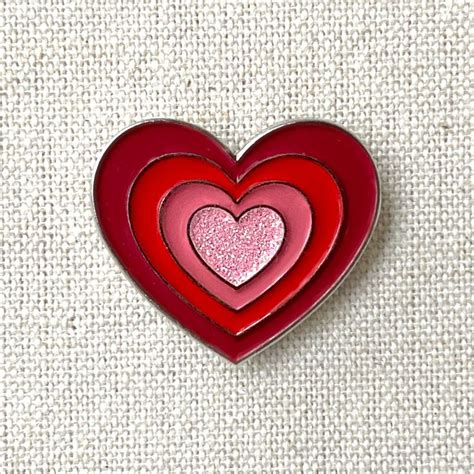 Echo Heart Enamel Pin Hearts Within Hearts Plus Glitter Etsy Heart