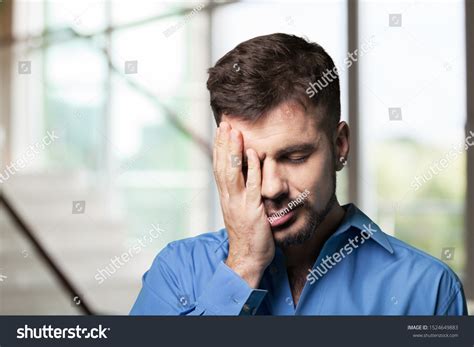 Desperate Man Hand Face Stock Photo 1524649883 Shutterstock