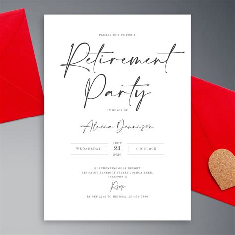Elegant Greenery Retirement Party Invitation Template Online Maker