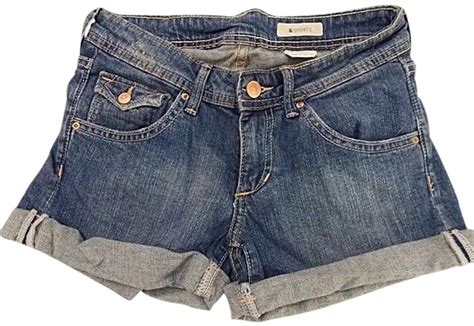 H M Blue H Jeans Stretch Denim Cuffed Daisy Dukes Shorts Size S