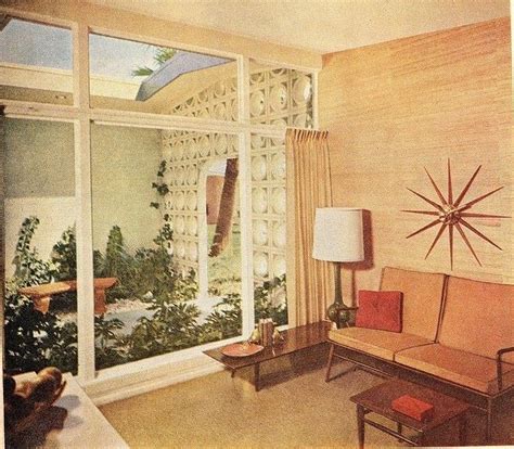1960s Living Room Wcourtyard Atrium Mid Century Living Room Mid