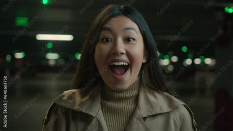 Portrait Shocked Surprised Asian Woman Chinese Korean Japanese Happy Ethnic Girl Wonder Amazed